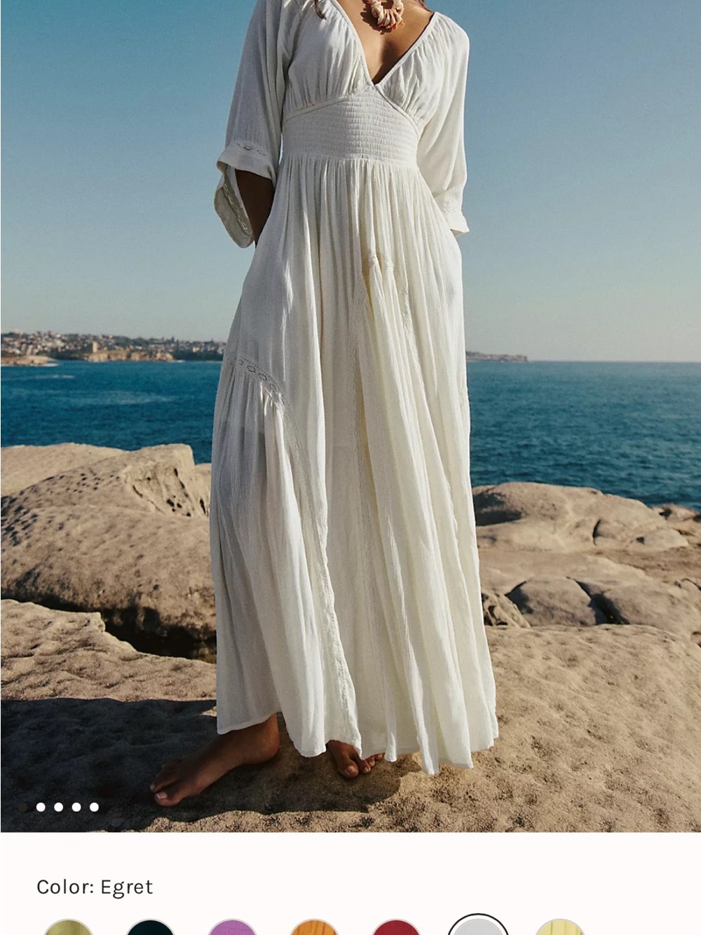Free People Egret White Dixie Maxi Dress sz S
